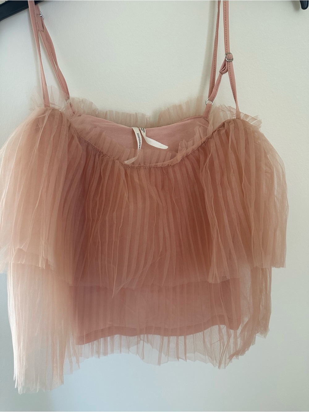 Anthropologie Blush Pink Tiered Tulle Cami
